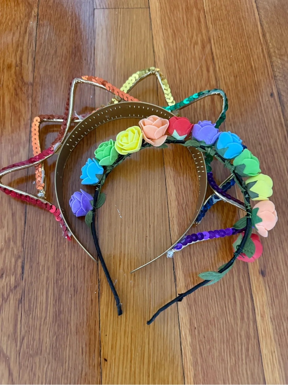 Rainbow Flower and Sequin Headbands - Multicolor